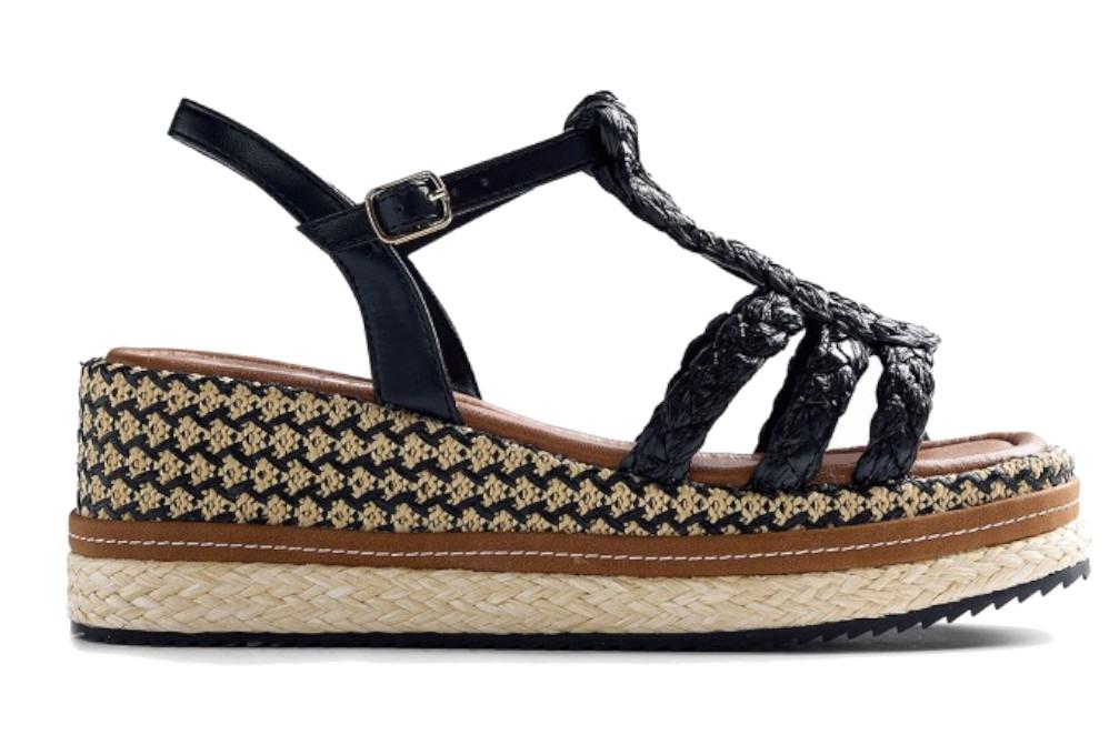 Sandalias de cuña de rafia Gioseppo Harcourt 78112 negro– cómodas y estilo verano