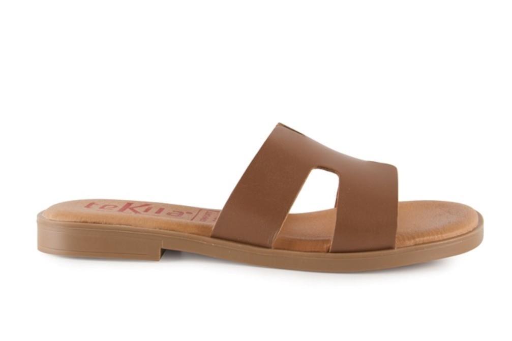 Sandalias planas de pala TEKILA 141 en cuero para mujer