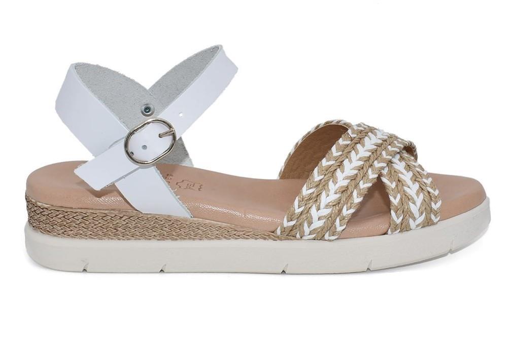Sandalias con cuña Fiordi 401 en blanco para mujer