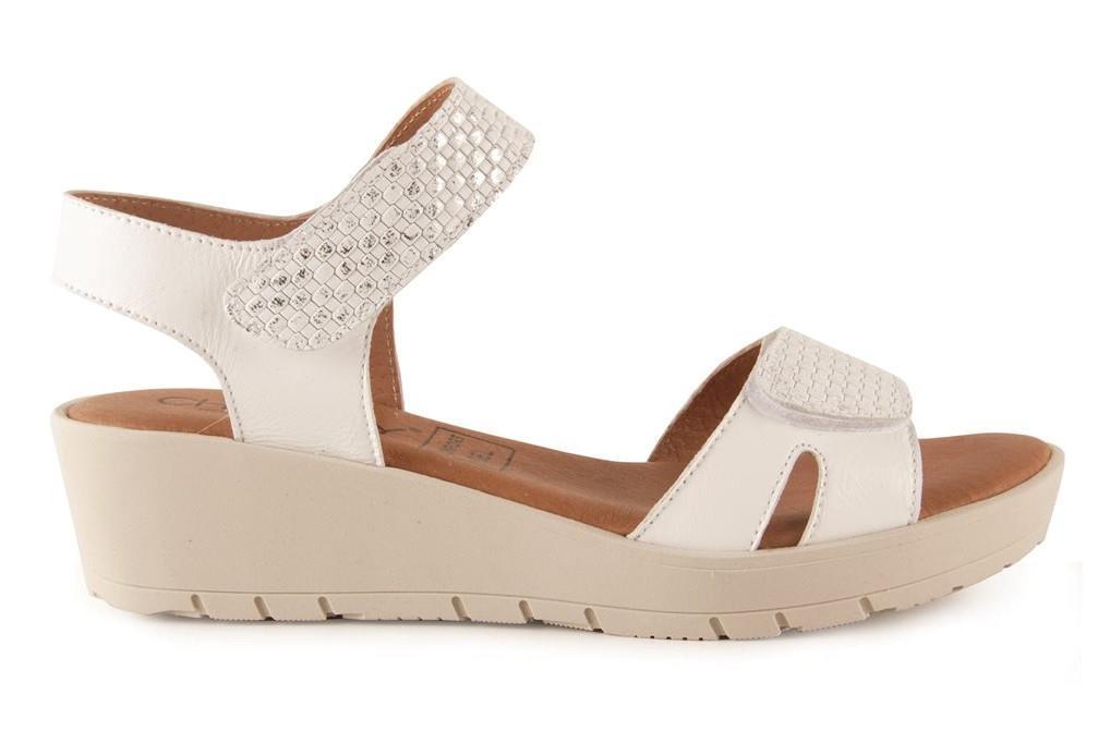 Sandalias con cuña Chamby 899 en blanco para mujer