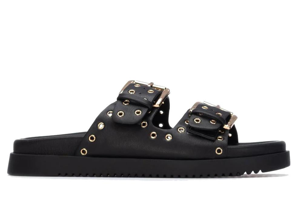 Sandalias planas XTI 145083 negras para mujer | Sandalias bio cómodas y modernas