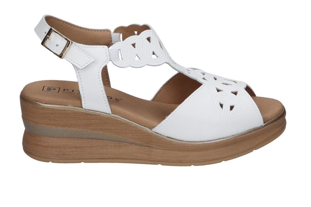 Sandalias con cuña Pitillos 10351 en blanco para mujer