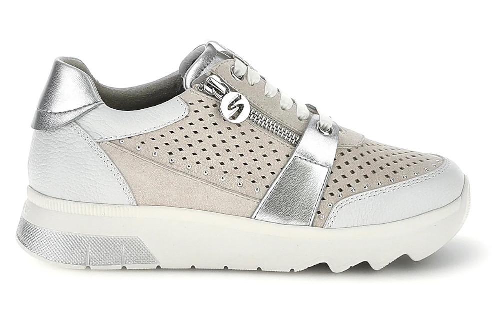 Zapatillas deportivas Stonefly 223579 Spock 47 Gris Claro Mujer con Cremallera | Piel y Memory Foam