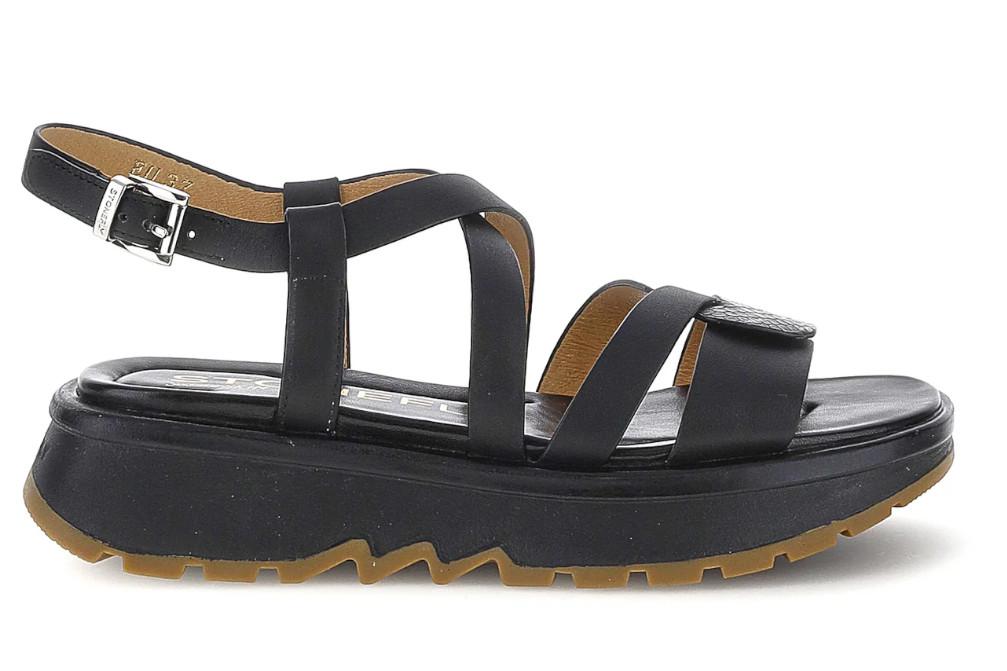 Sandalias de Cuña Stonefly 223692 Star 9 Negro para Mujer en Piel de Becerro | Comodidad y Elegancia