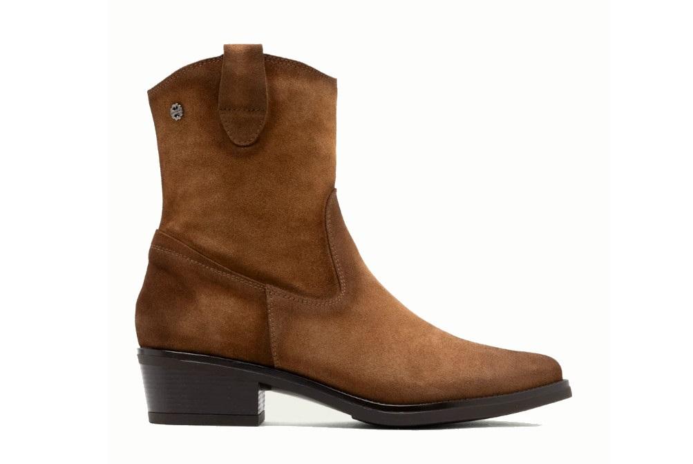 Botines cowboy de serraje Porronet Malena 4841 cuero
