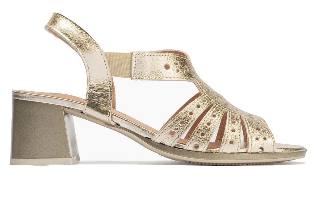 Sandalias con tacón Pitillos 10530 en oro para mujer