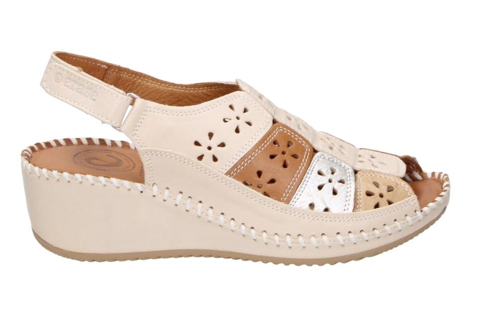 Sandalias cómodas Erase 793-60 hielo para Mujer de Piel con Cuña y Puntera Cerrada | Comodidad y Estilo