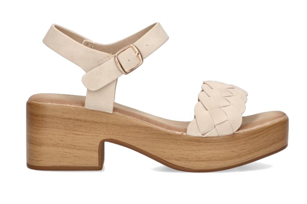 Sandalias de tacón bajo Etika 30020 en beige para mujer