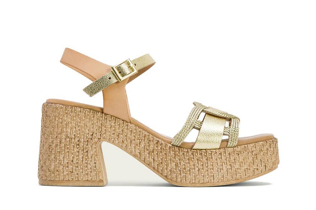 Sandalias con cuña Porronet Jana 3061 en oro