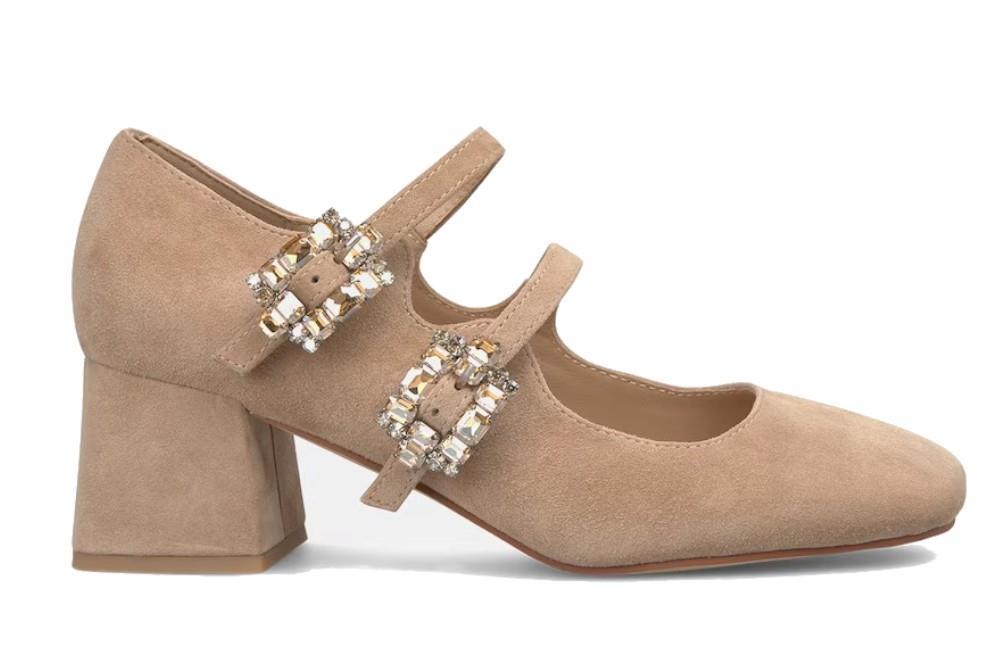 Zapatos de tacón dos hebillas Alma en pena I240200 en beige para mujer- Zapatos de fiesta