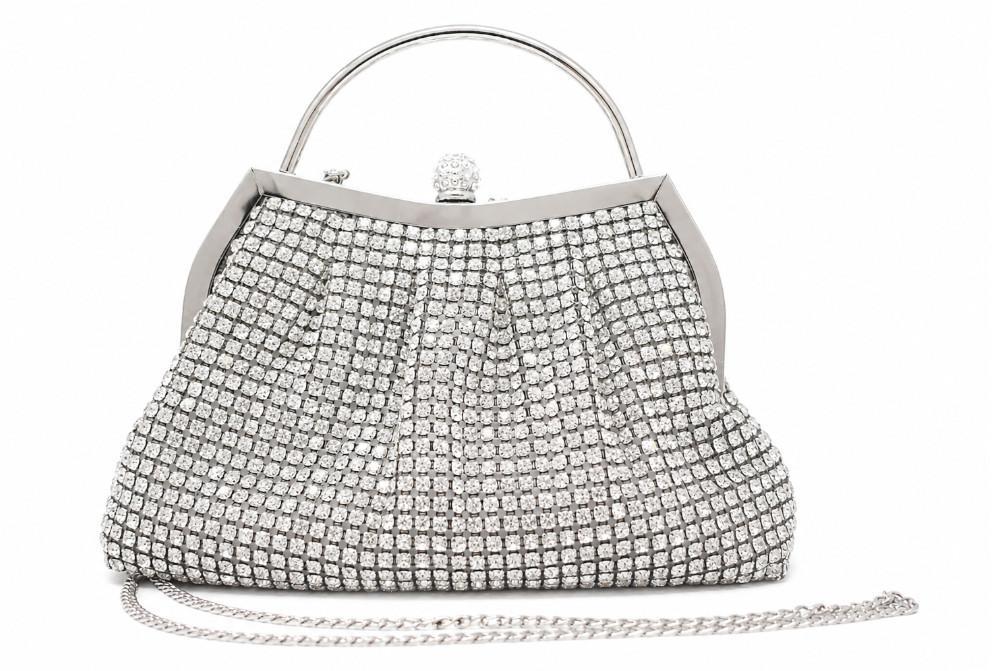 Bolso de Fiesta Plata Mujer Menbur AMB1809 con Pedrería