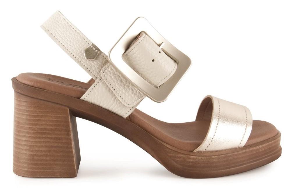 Sandalia con tacón Invogue S-40 platino para mujer