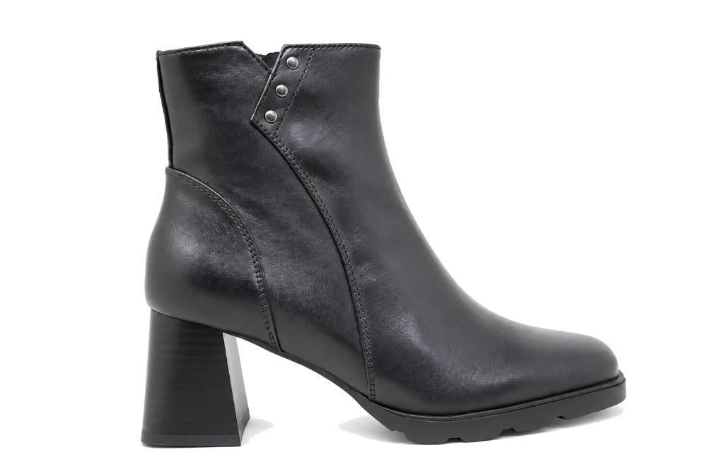 Botines de piel negros con tacón Regarde le Ciel Cali-02 para mujer