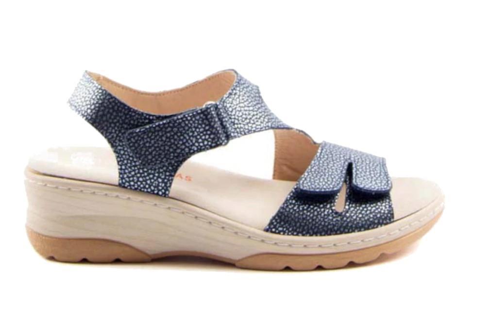 Sandalias con cuña Doctor Cutillas 49123 en azul marino para mujer