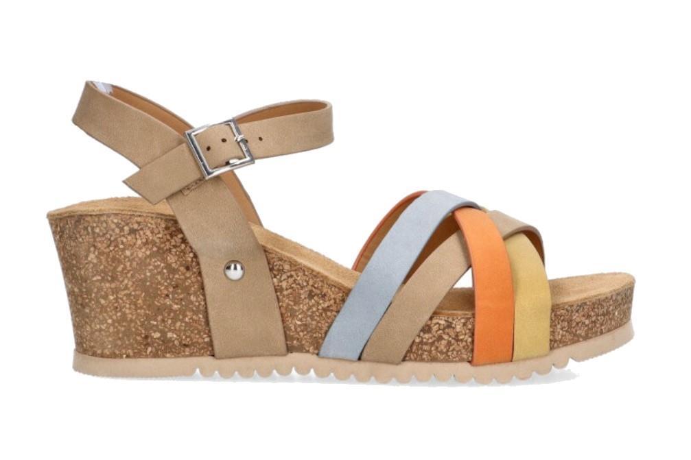 Sandalias con cuña bio Etika 20030 en taupe para mujer