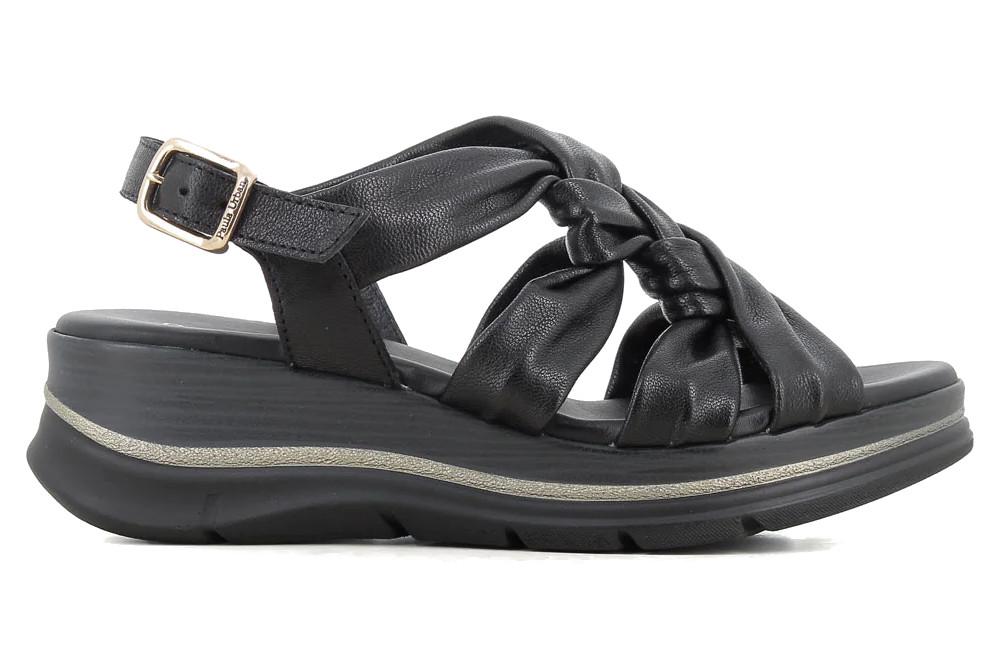 Sandalia Mujer Paula Urban Sunset 35-2051 Negra con Plataforma Baja y Plantilla Gel