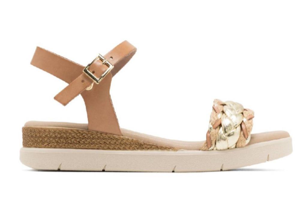 Sandalias de Cuña baja Porronet Flavia Mujer Piel Taupe