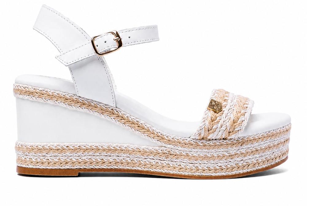 Sandalias con cuña cuero Arambol Gallery en blanco de Yute y Hebilla