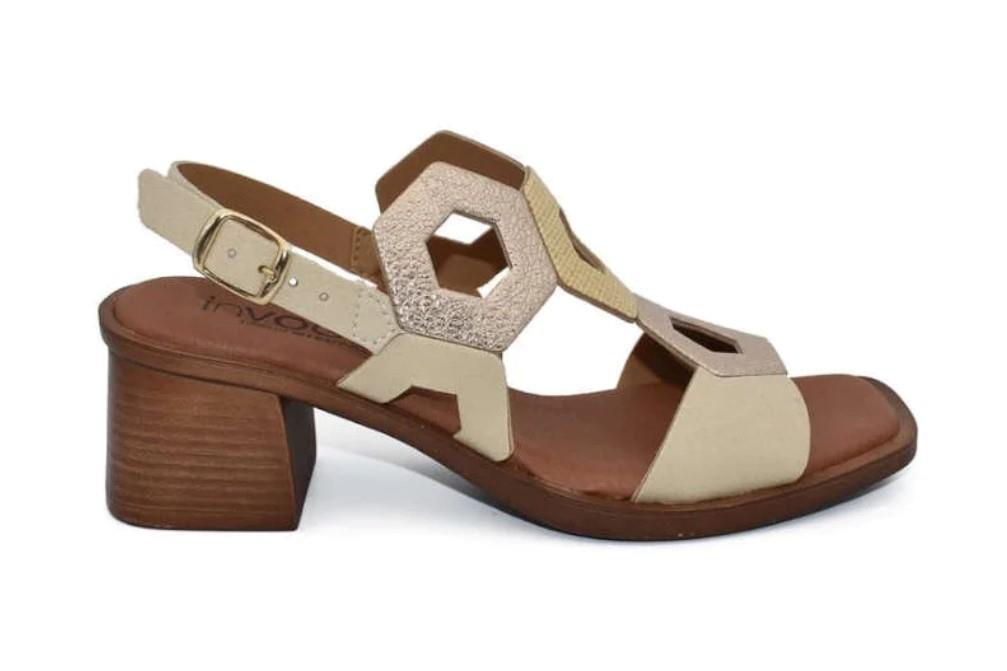 Sandalias de tacón In Vogue S3110 en beige para mujer