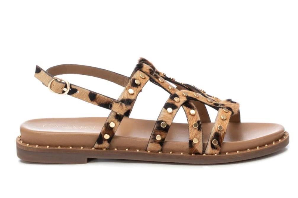Sandalias planas 162392 en leopardo para mujer