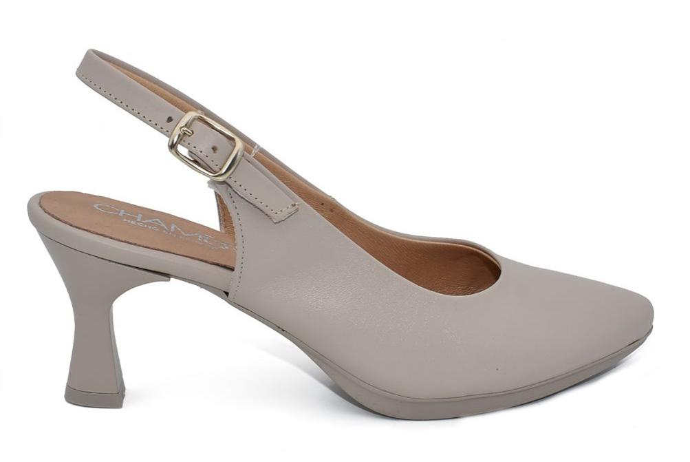 Zapatos de tacón medioDestalonados Chamby 4241 beige Mujer | Slingback de Piel para Fiesta y Eventos