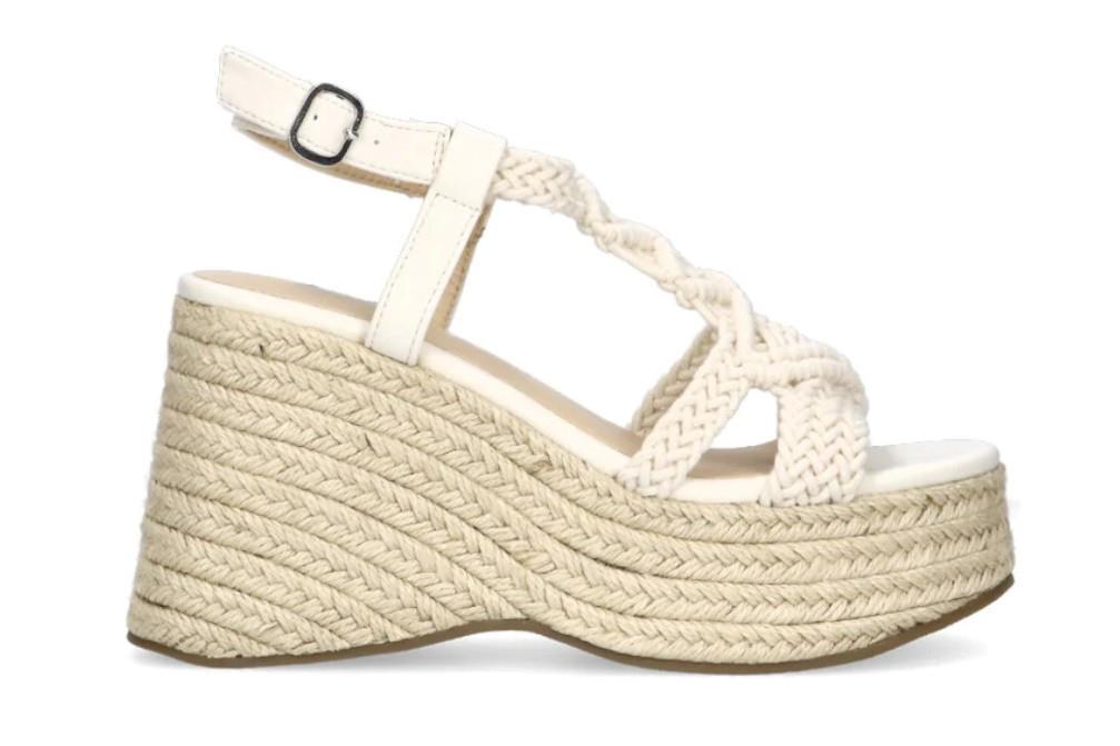 Sandalias con cuña Etika Fontanilla 20023 en beige para mujer