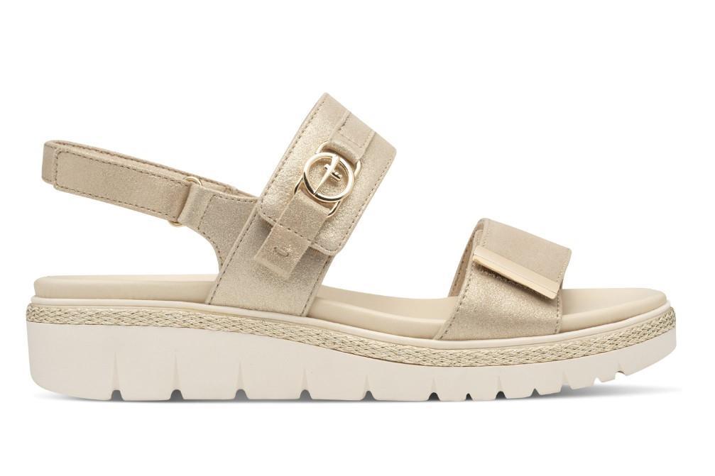 Sandalias con cuña Tamaris 1-28264-44-179 en oro para mujer