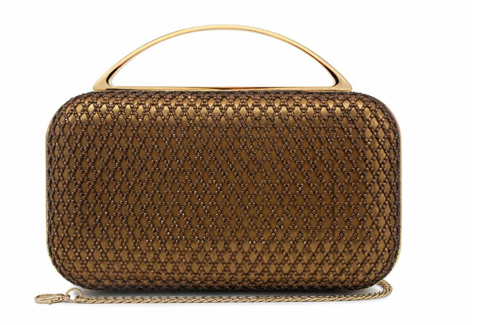 Bolso Clutch de Fiesta Menbur AMB72 Bronce con Asa y Cadena