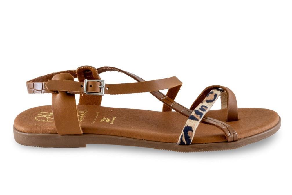 Sandalias planas Oh! My Sandals 5556 en cuero para mujer
