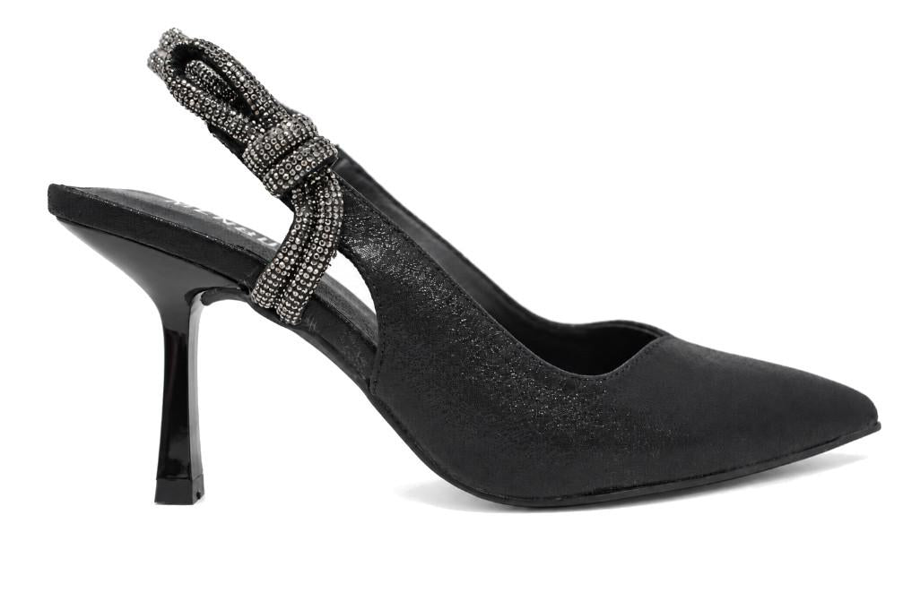 Zapatos de tacón de fiesta Menbur BM768 destalonados negros con pedrería