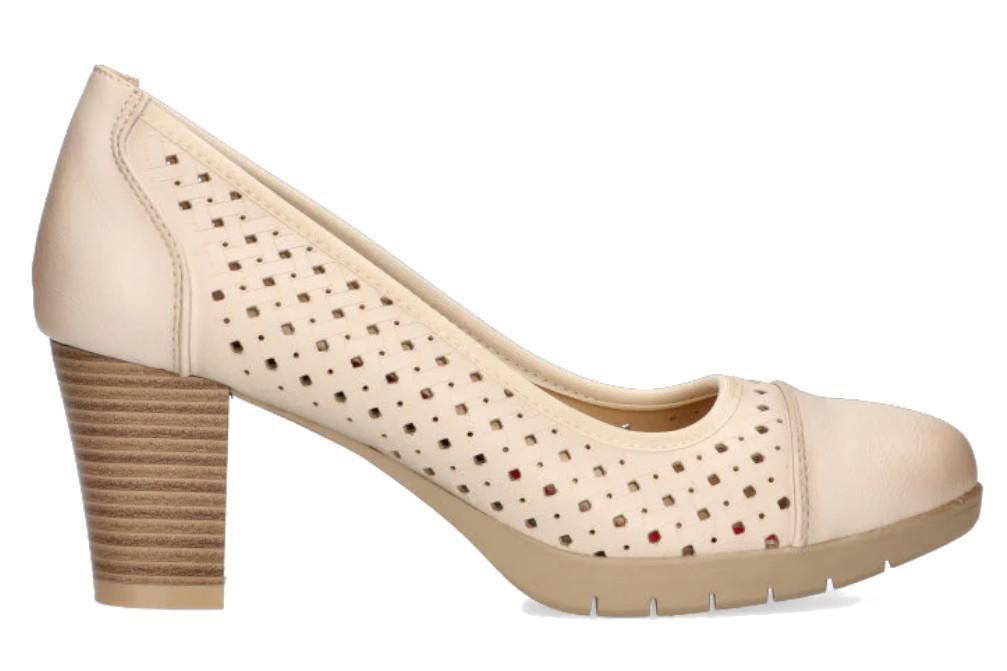 Salón de tacón medio calado Etika armony 40002 Ortigueira Mujer Beige