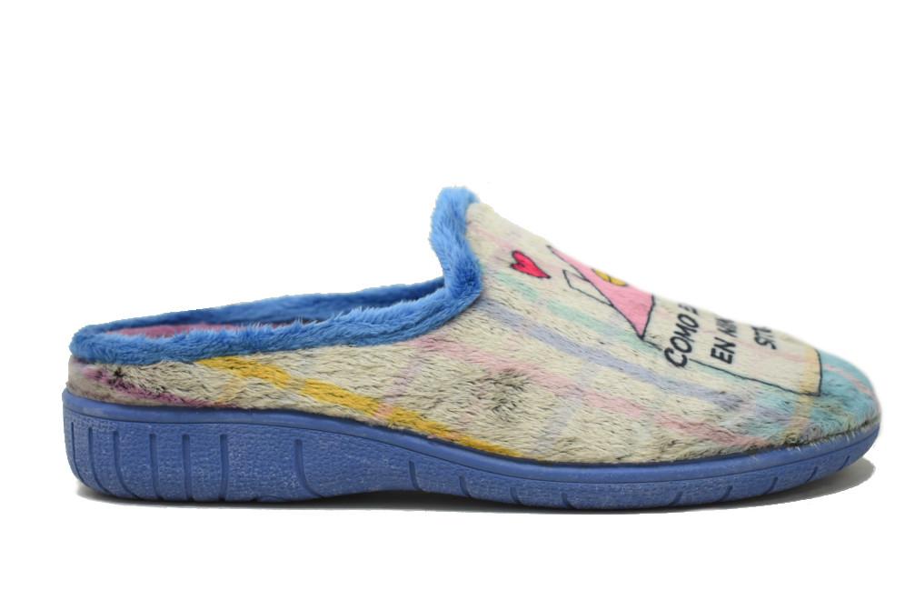 Zapatillas de casa destalonadas X-Patri 911 con estampado Como en casa en ningún sitio en azul