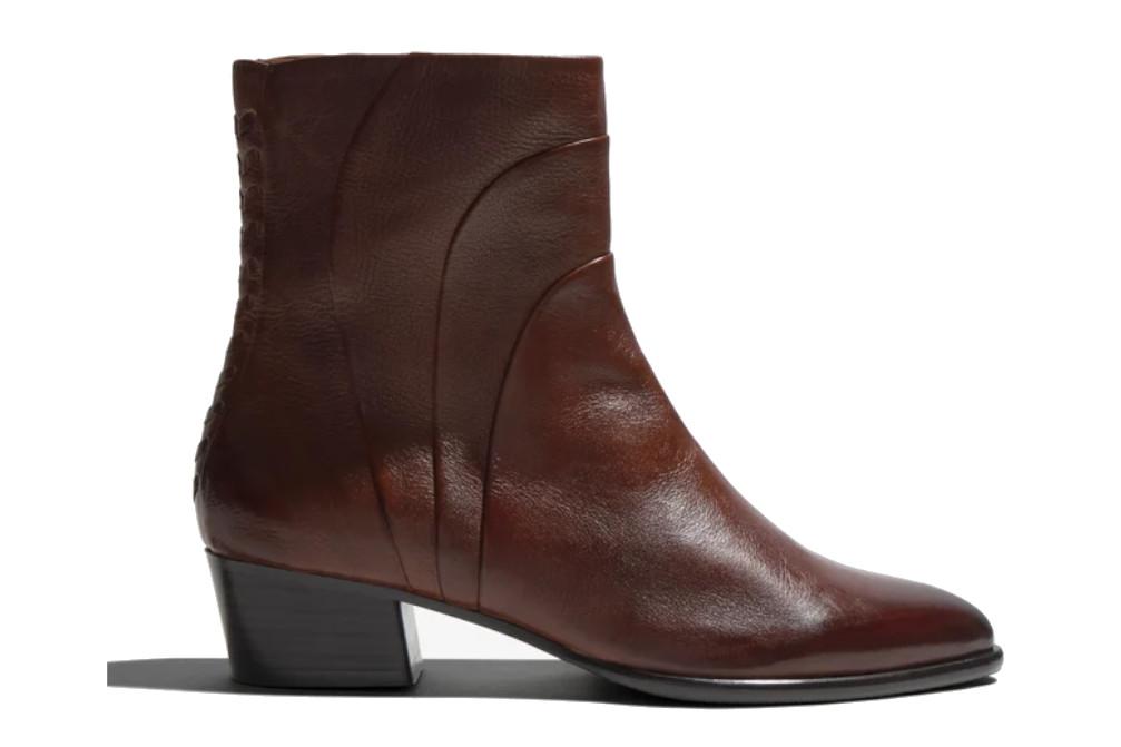 Botines de piel color coñac con tacón bajo Regarde le Ciel Lori-01 para mujer