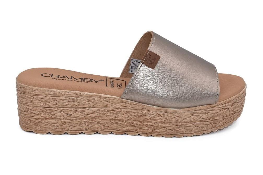 Zuecos con plataforma Chamby 322 en platino para mujer