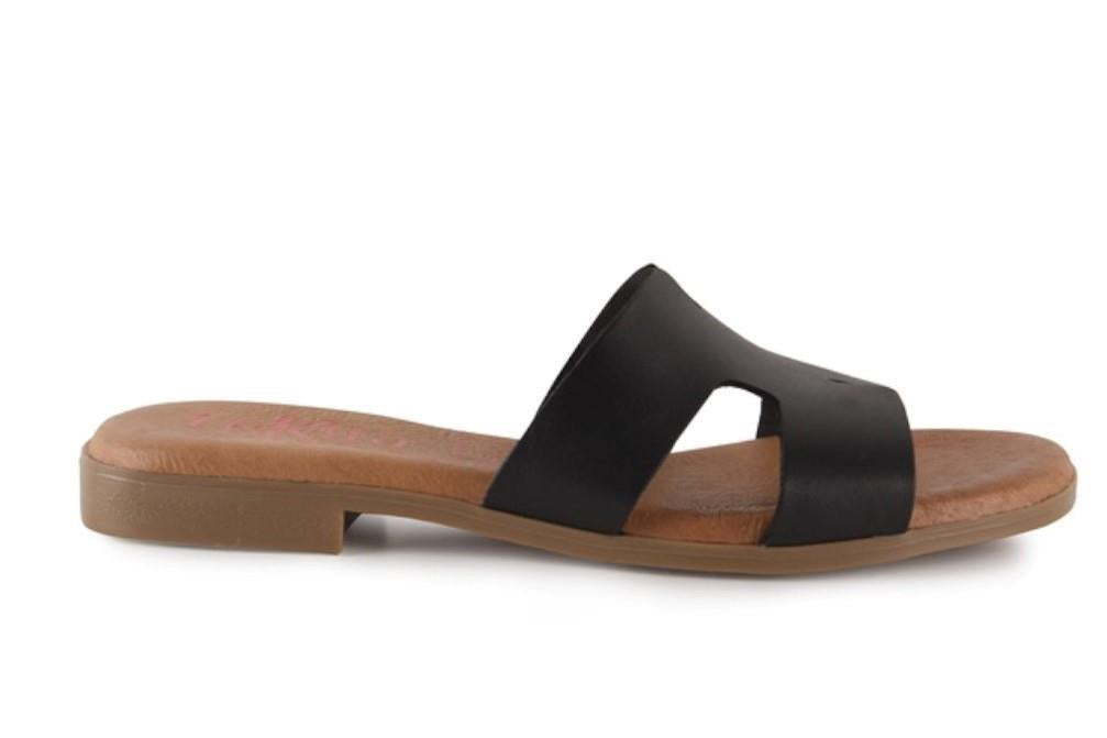 Sandalias planas de pala TEKILA 141 en negro  para mujer