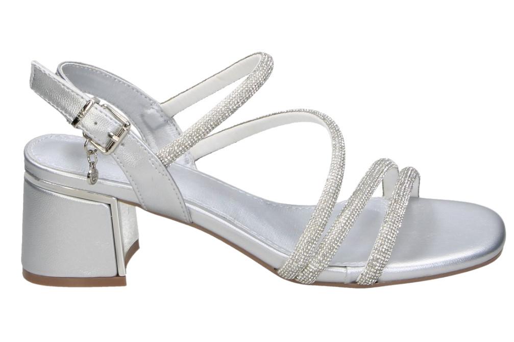 Sandalia de tacón medio para mujer XTI 145260 en plata