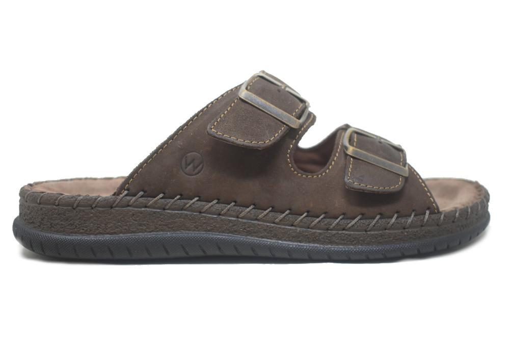 Sandalias hombre Walk & Fly Zadar 13190 marrón | Sandalias de piel cómodas con hebillas
