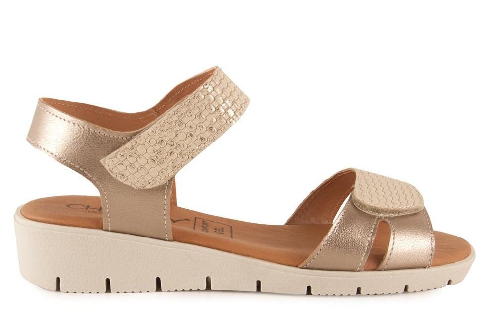 Sandalias planas Chamby 886 en dorado para mujer