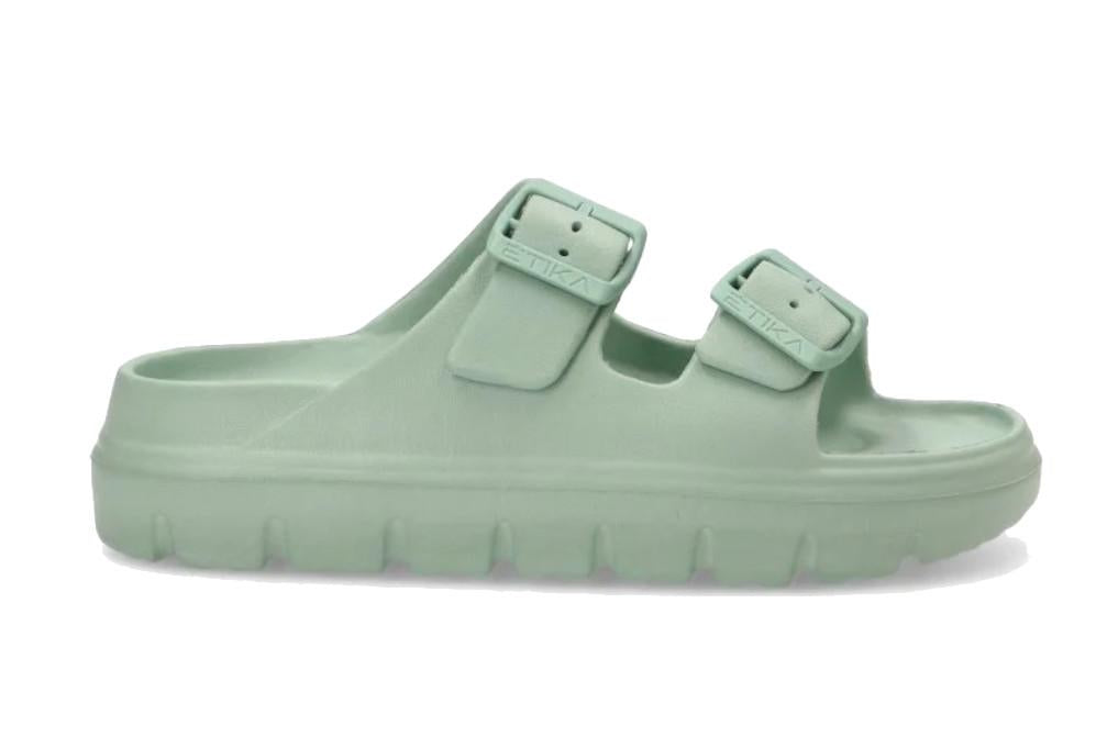 Sandalias Bio de Goma ETIKA SKIROS 10075 verde para Mujer con Doble Piso - Chanclas de piscina