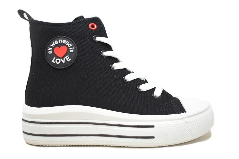 Zapatillas de lona W0308 en negro para mujer