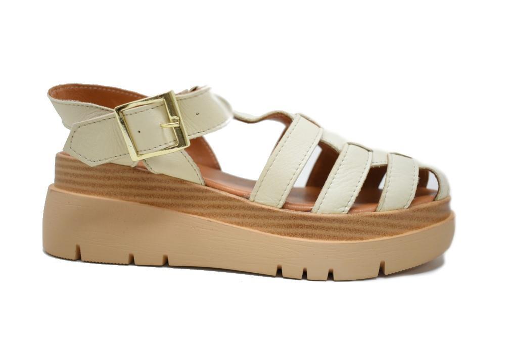 Sandalias cangrejeras TOP3 20634 para mujer en beige