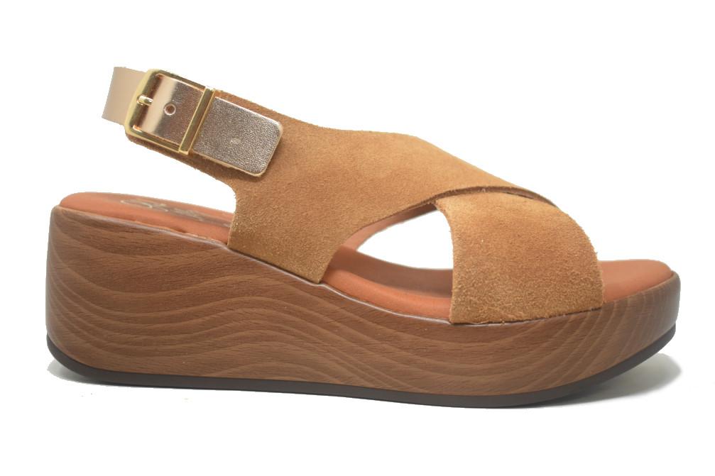 Sandalias con cuñas Oh! My Sandals 6039 Muscade para mujer de piel