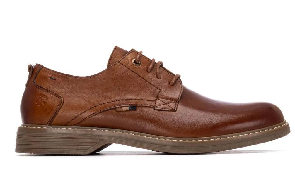 Zapato con cordones Carmela 163904 camel para hombre de Piel y Suela Antideslizante