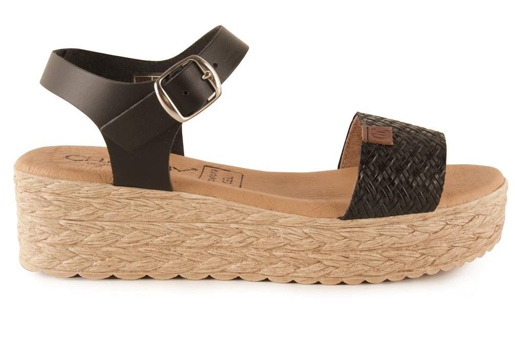 Sandalias con cuña Chamby 327 en negro para mujer