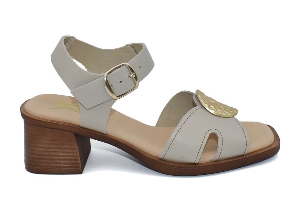 Sandalias de Tacón Cokketa 441 beige Mujer | Piel, Plantilla Gel y Máximo Confort