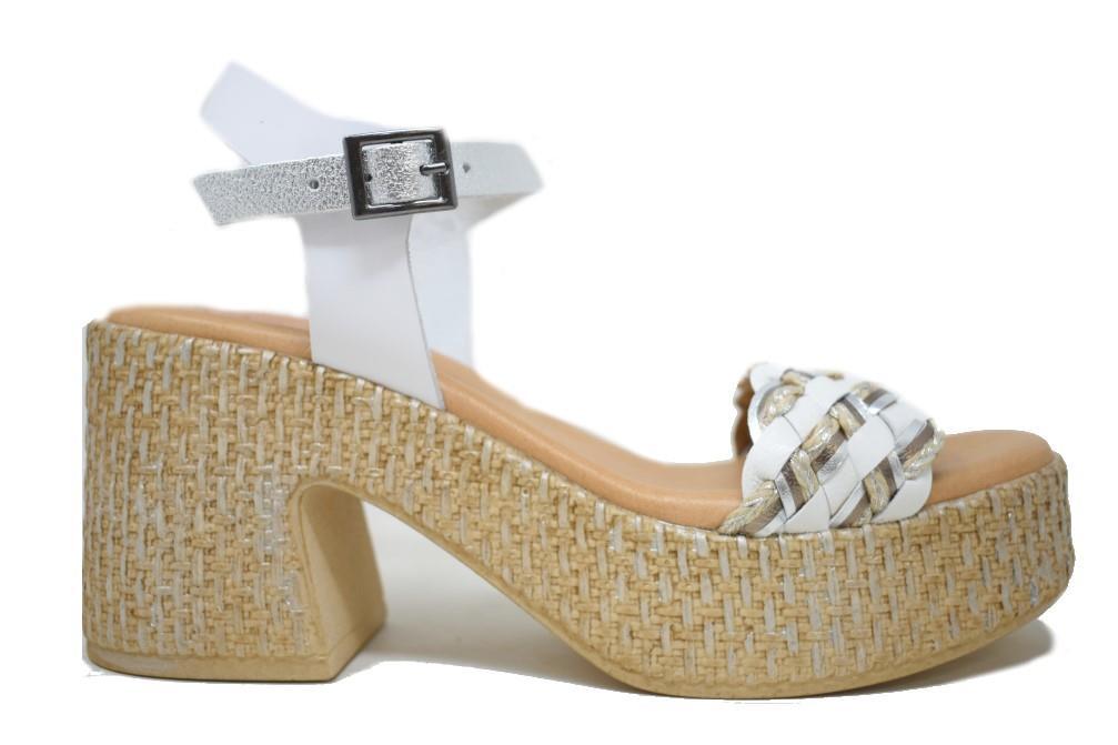 Sandalias con tacón Porronet 3175 en blanco para mujer