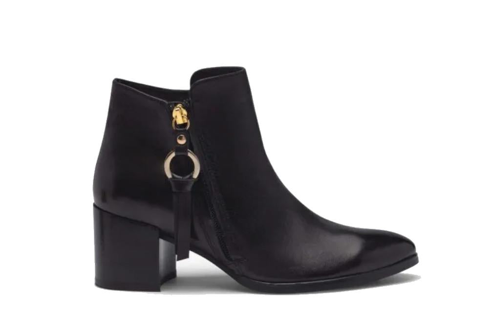 Botines de piel negros con tacón de bloque Regarde le Ciel Taylor-01 para mujer
