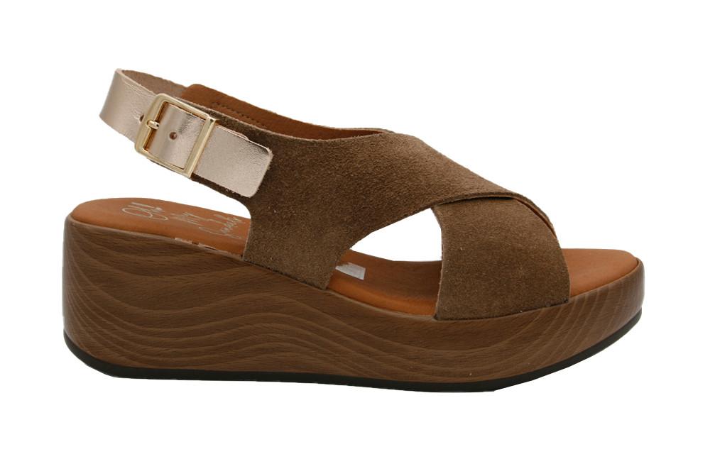 Sandalias con cuñas Oh! My Sandals 6039 Lodo para mujer de piel