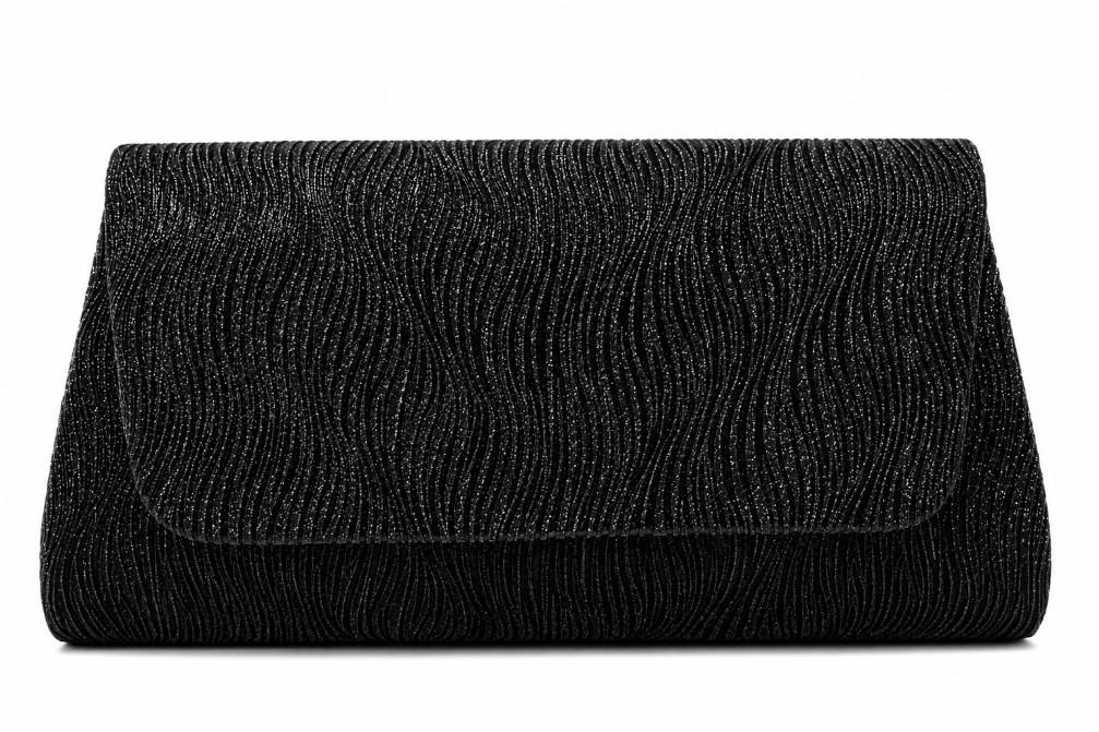 Bolso de Fiesta Menbur AMB09  tipo cartera de mano Negro Metalizado con Cadena