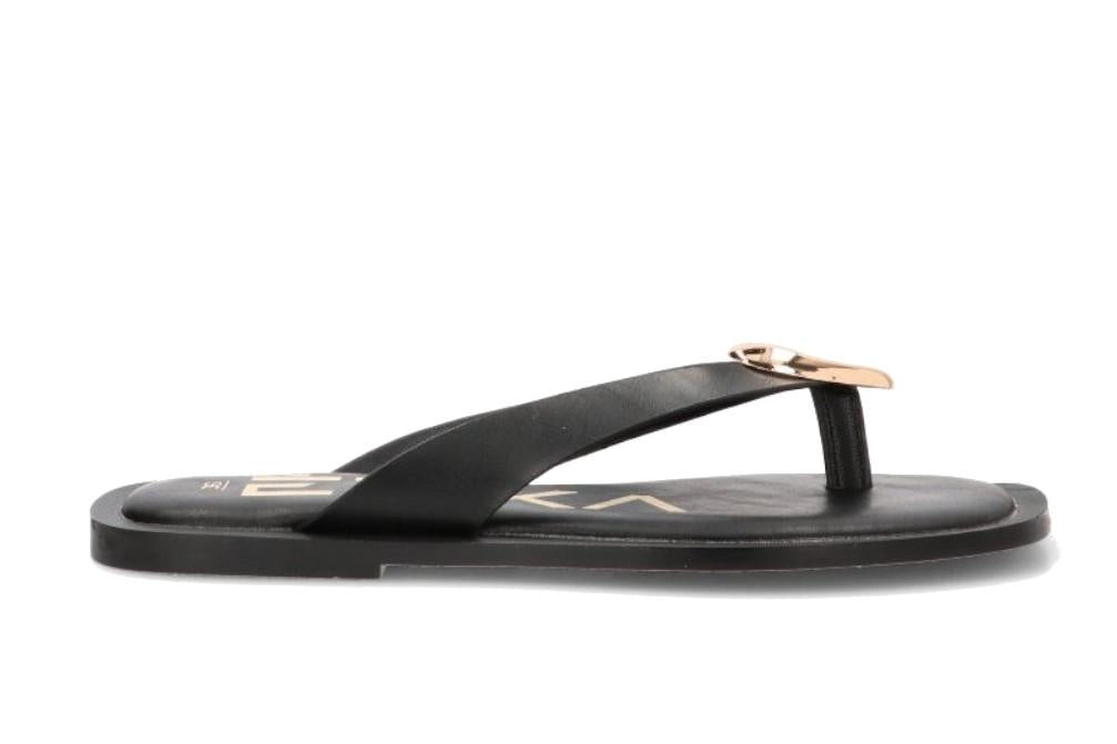 Chanclas de Dedo ETIKA 10108 Negro para Mujer | Sandalias Planas de Playa y Verano